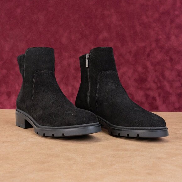 La Canadienne Women Klara Black Suede Waterproof Zip Platform Ankle Boots sz 8 - Picture 1 of 8